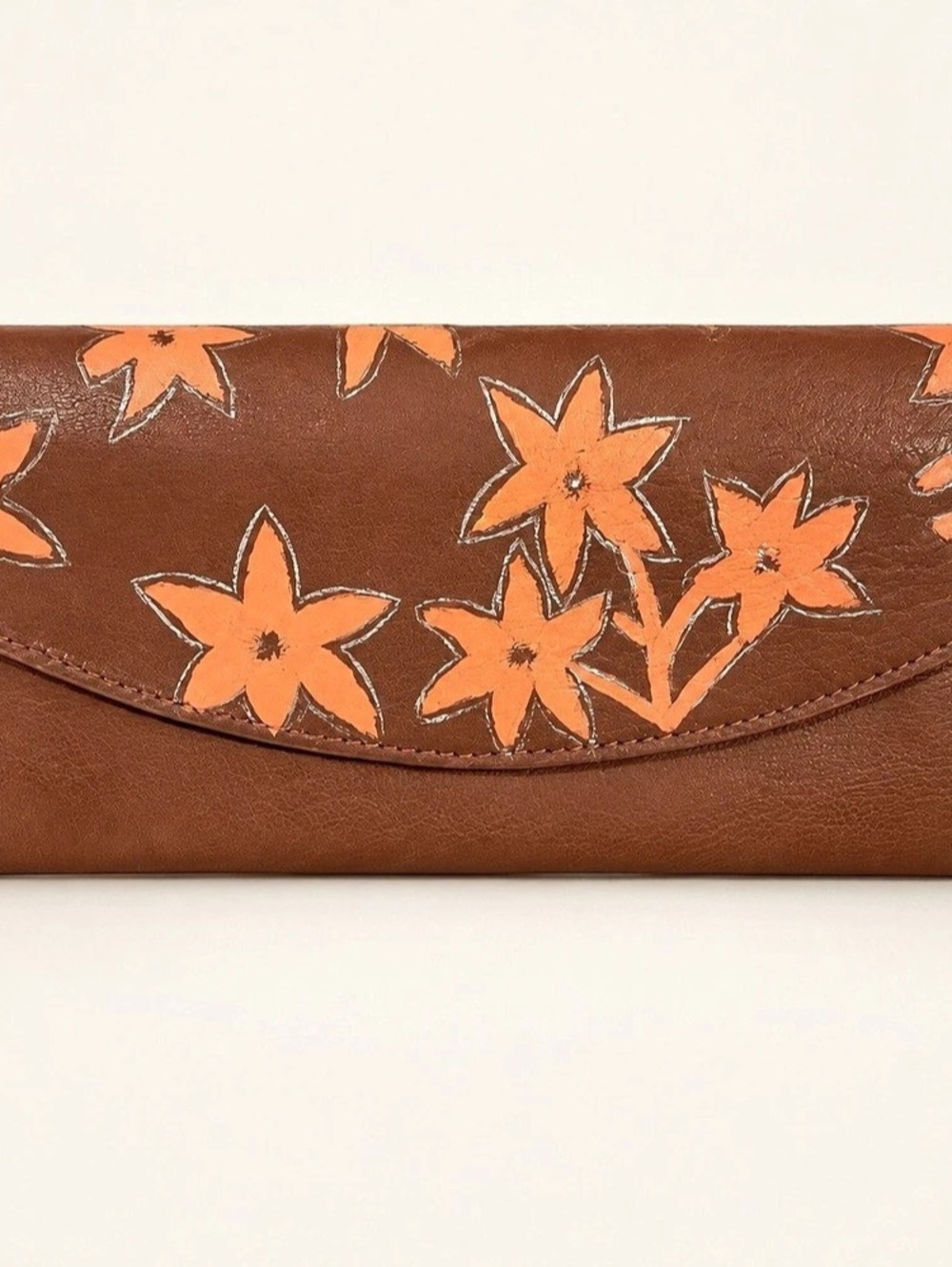 Free People Brown Orange Floral Envelope Wallet Boho